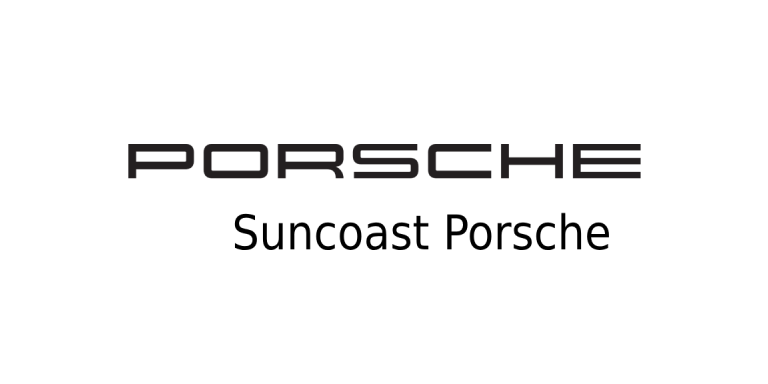 Black text that says, Porsche Suncoast Porsche